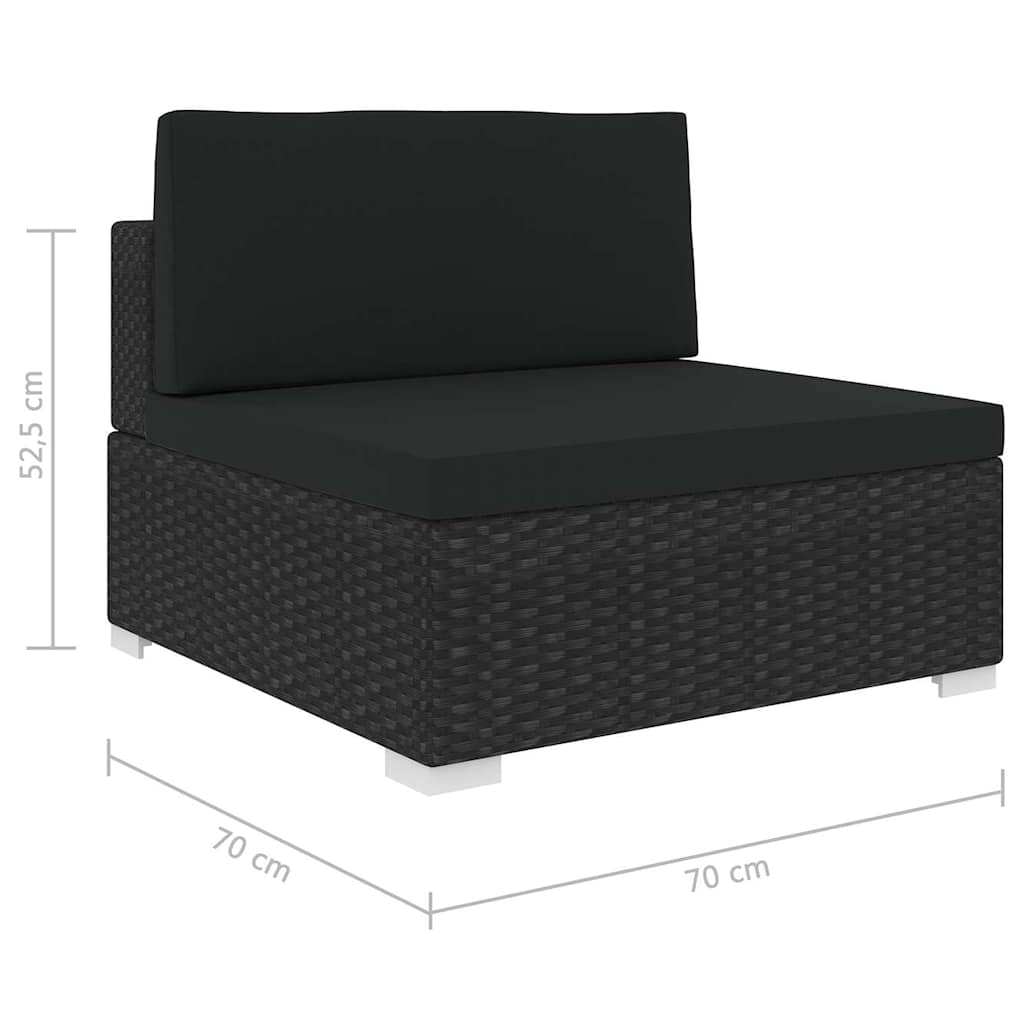 midtersæde til sofa 1 stk. med hynder polyrattan sort