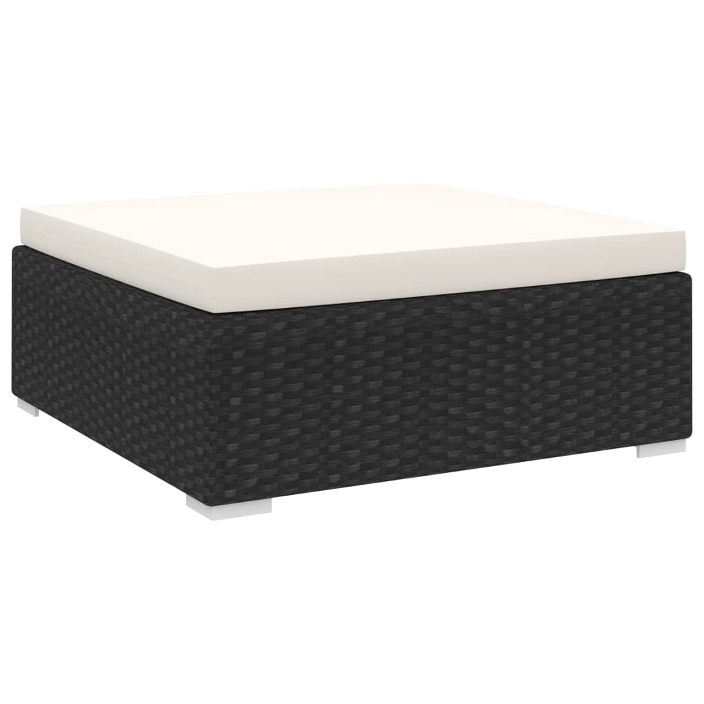 fodskammel til sofa1 stk. med hynde polyrattan sort