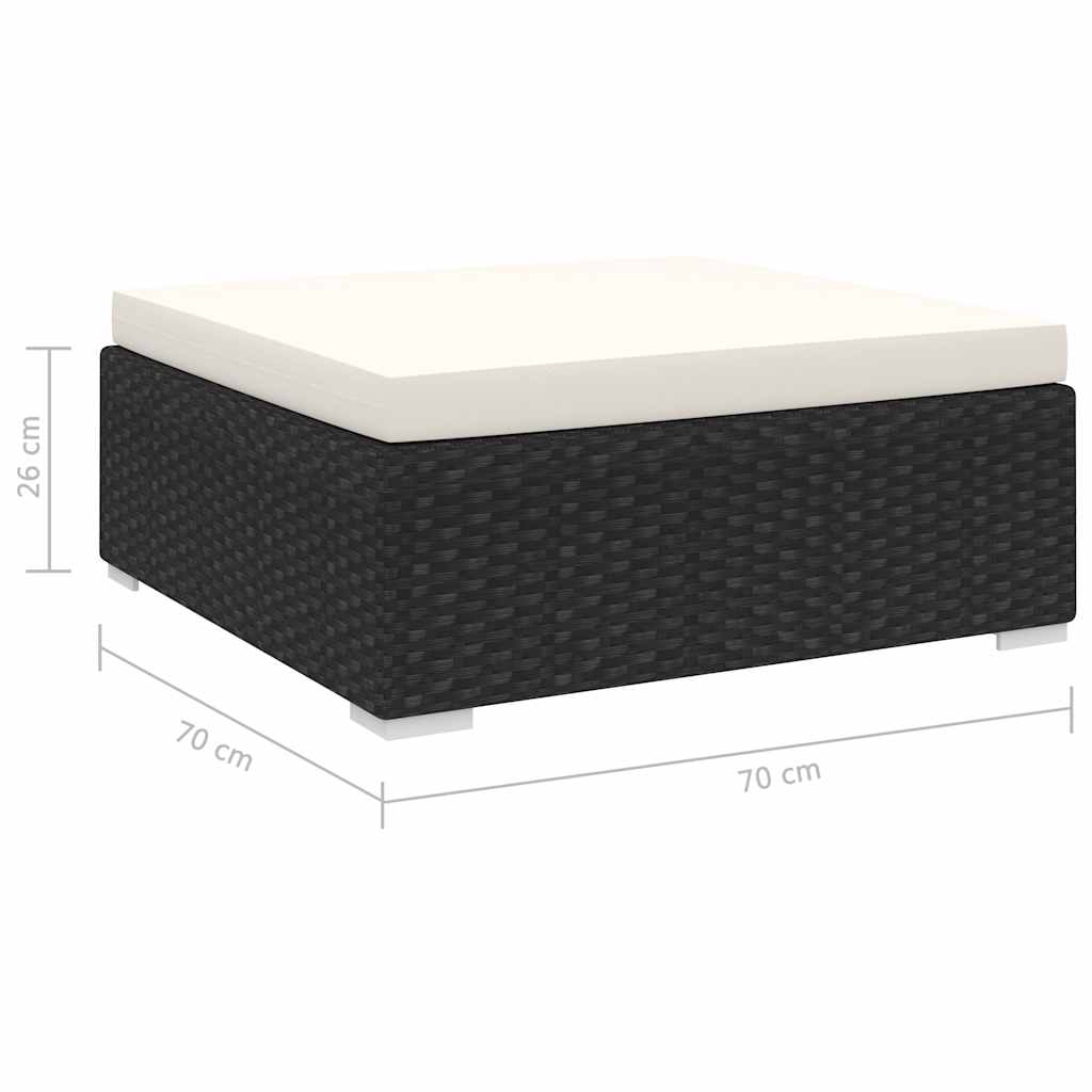 fodskammel til sofa1 stk. med hynde polyrattan sort