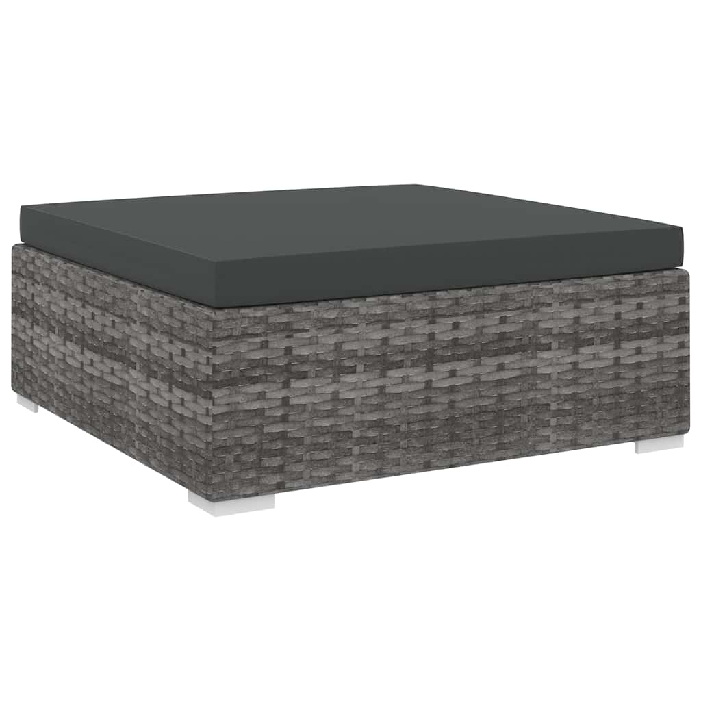 fodskammel med hynde polyrattan grå