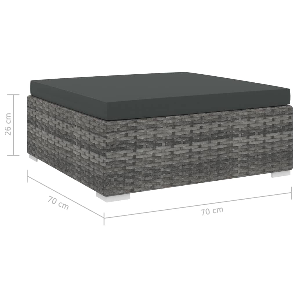 fodskammel med hynde polyrattan grå