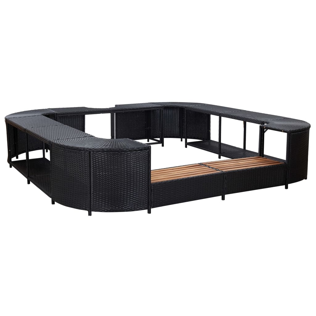 omkrans til spabad 268x268x55 cm polyrattan sort