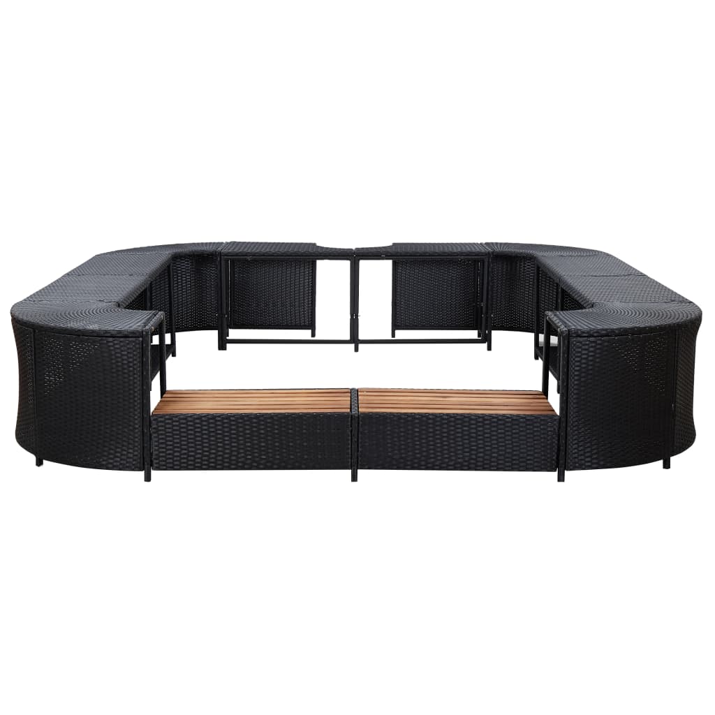 omkrans til spabad 268x268x55 cm polyrattan sort