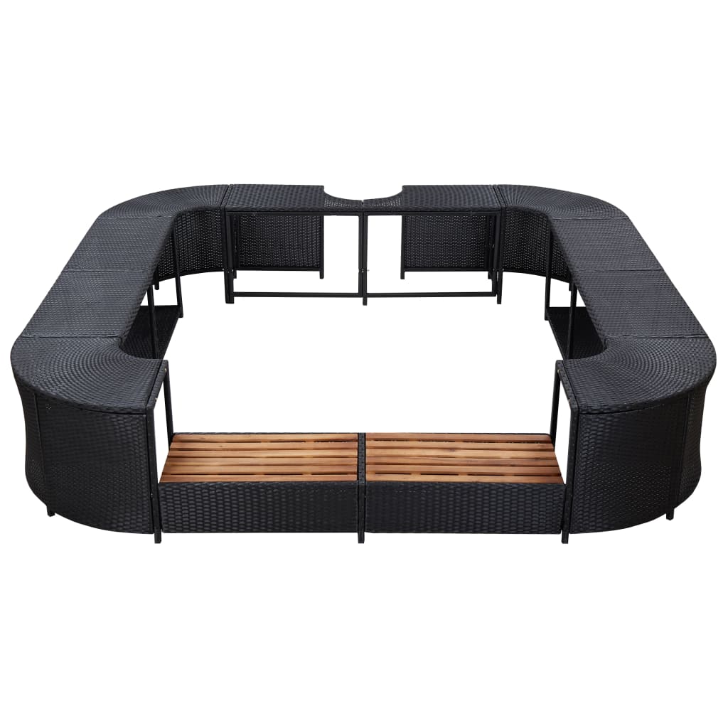 omkrans til spabad 268x268x55 cm polyrattan sort