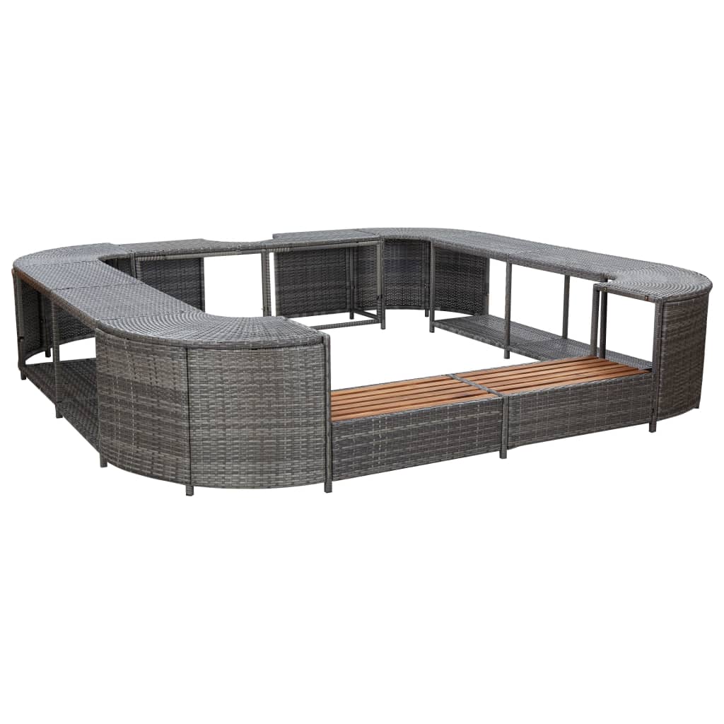 omkrans til spabad 268x268x55 cm polyrattan grå