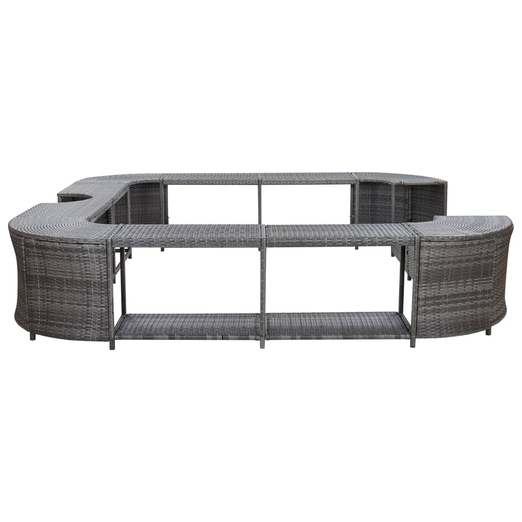 omkrans til spabad 268x268x55 cm polyrattan grå