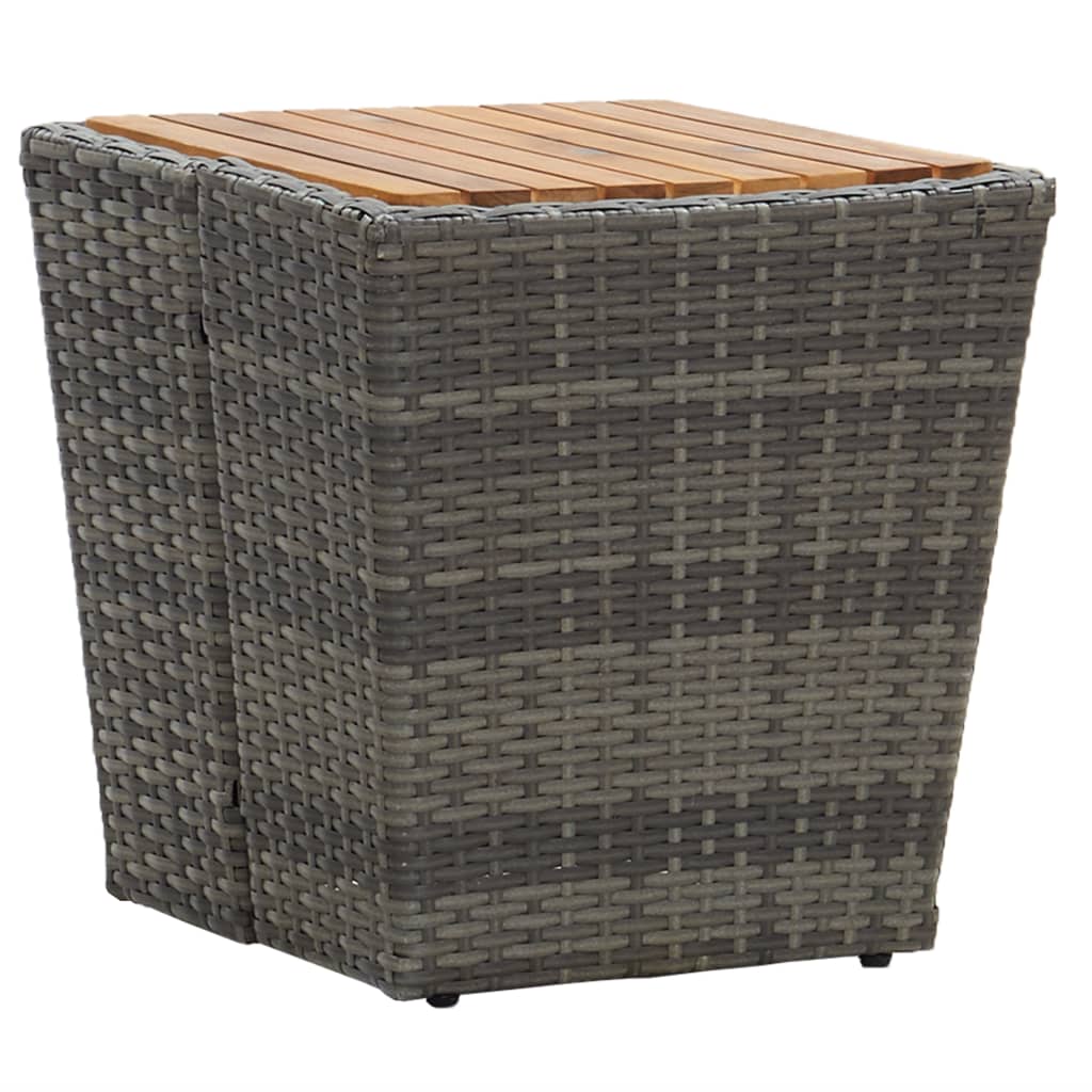 tebord 41,5x41,5x43 cm polyrattan og massivt akacietræ grå