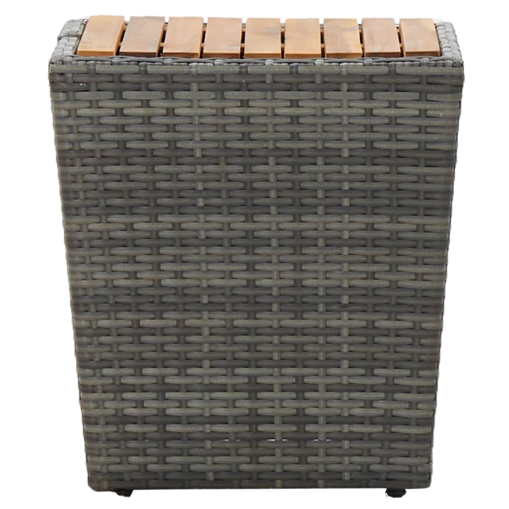 tebord 41,5x41,5x43 cm polyrattan og massivt akacietræ grå