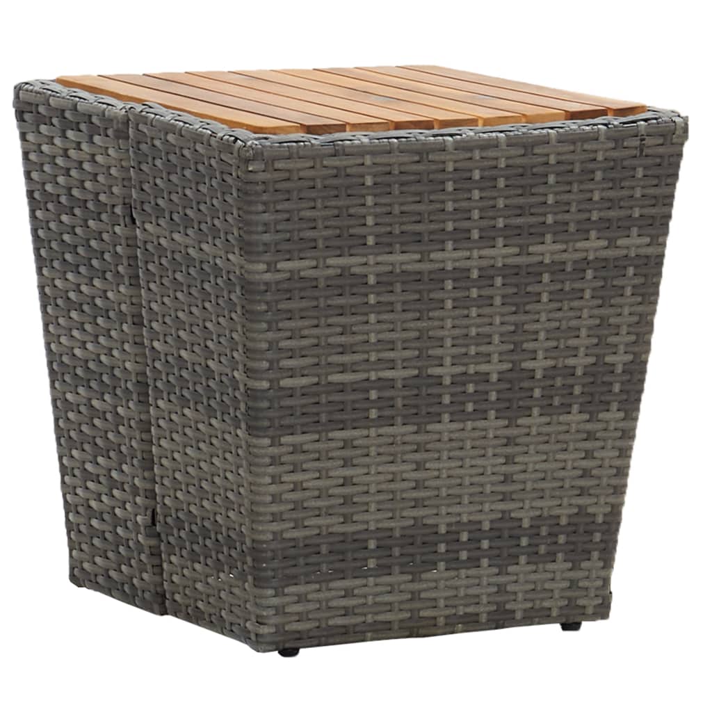 tebord 41,5x41,5x43 cm polyrattan og massivt akacietræ grå