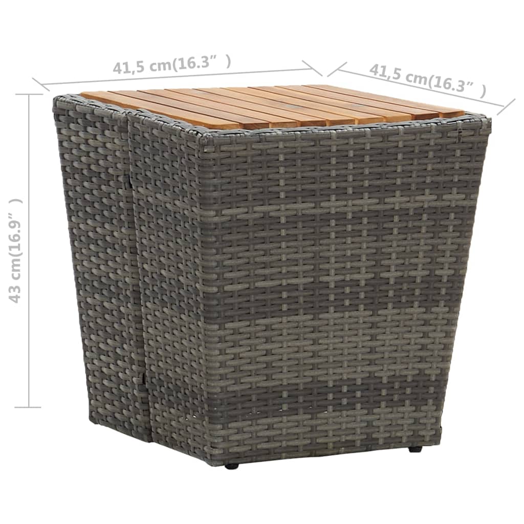 tebord 41,5x41,5x43 cm polyrattan og massivt akacietræ grå