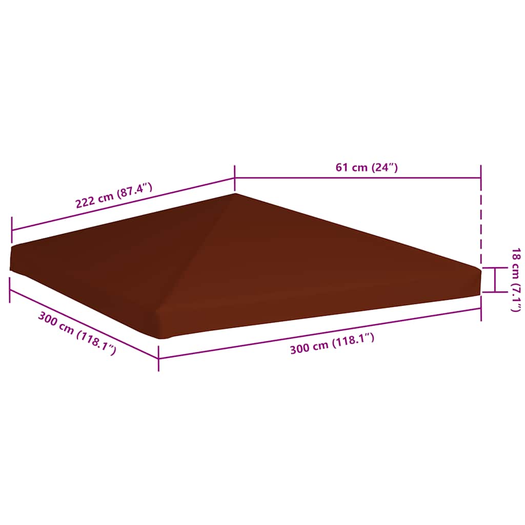 pavillontopdække 310 g/m² 3 x 3 m terracotta