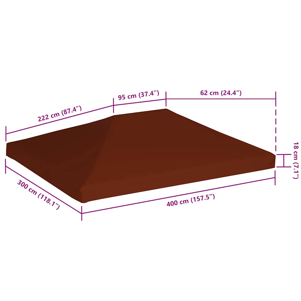 pavillontopdække 310 g/m² 3 x 4 m terracotta