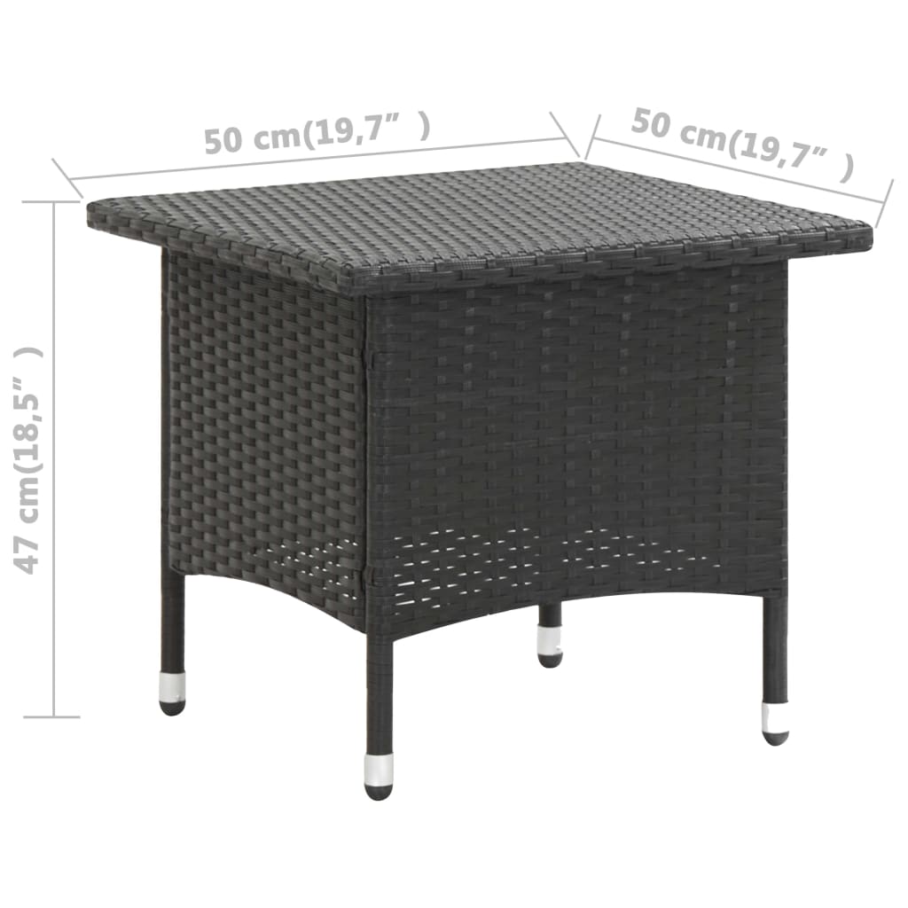 tebord 50 x 50 x 47 cm polyrattan sort