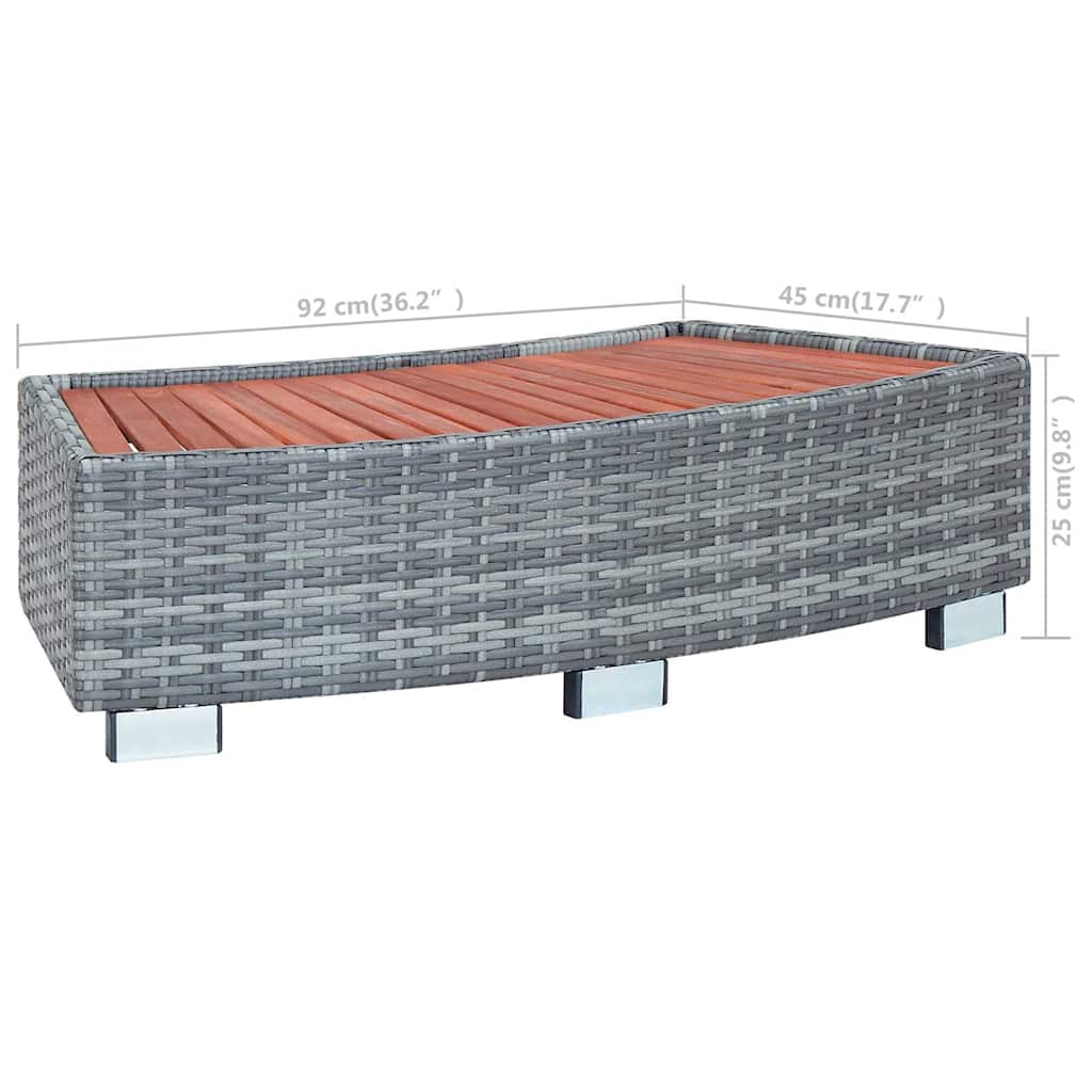 spatrin i polyrattan 92 x 45 x 25 cm grå