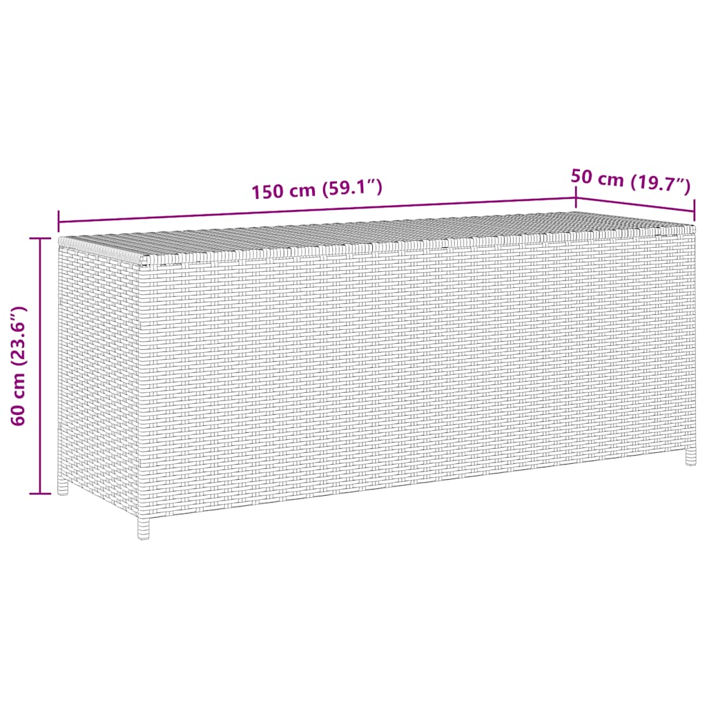 opbevaringskasse til haven 150x50x60 cm polyrattan grå