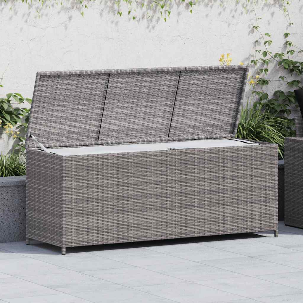 opbevaringskasse til haven 150x50x60 cm polyrattan grå