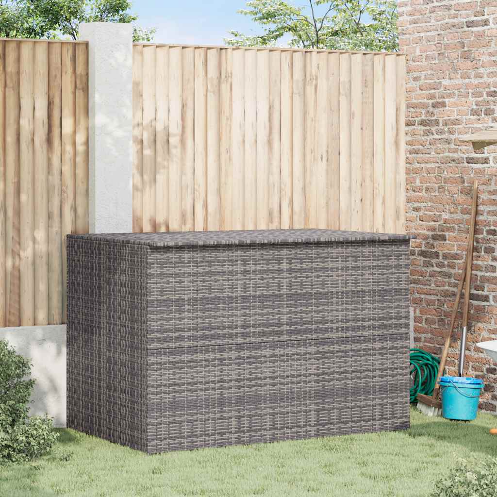 opbevaringskasse til haven 150x100x100 cm polyrattan grå