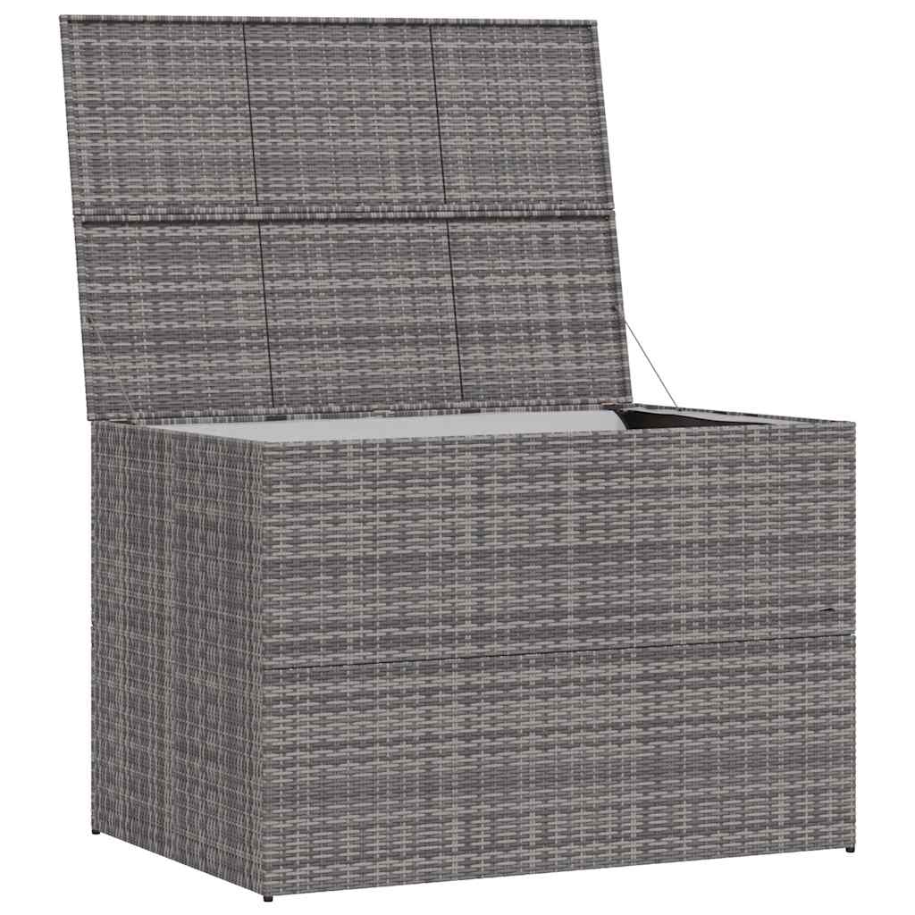 opbevaringskasse til haven 150x100x100 cm polyrattan grå