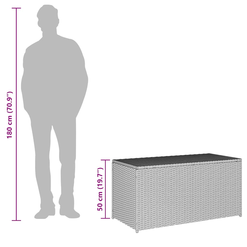 opbevaringskasse til haven 100x50x50 cm polyrattan grå