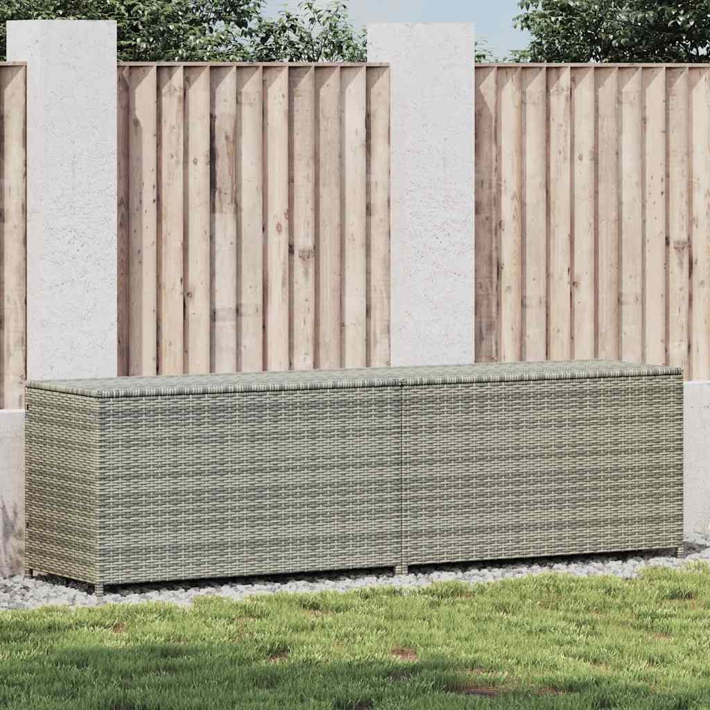 opbevaringskasse til haven 200x50x60 polyrattan grå