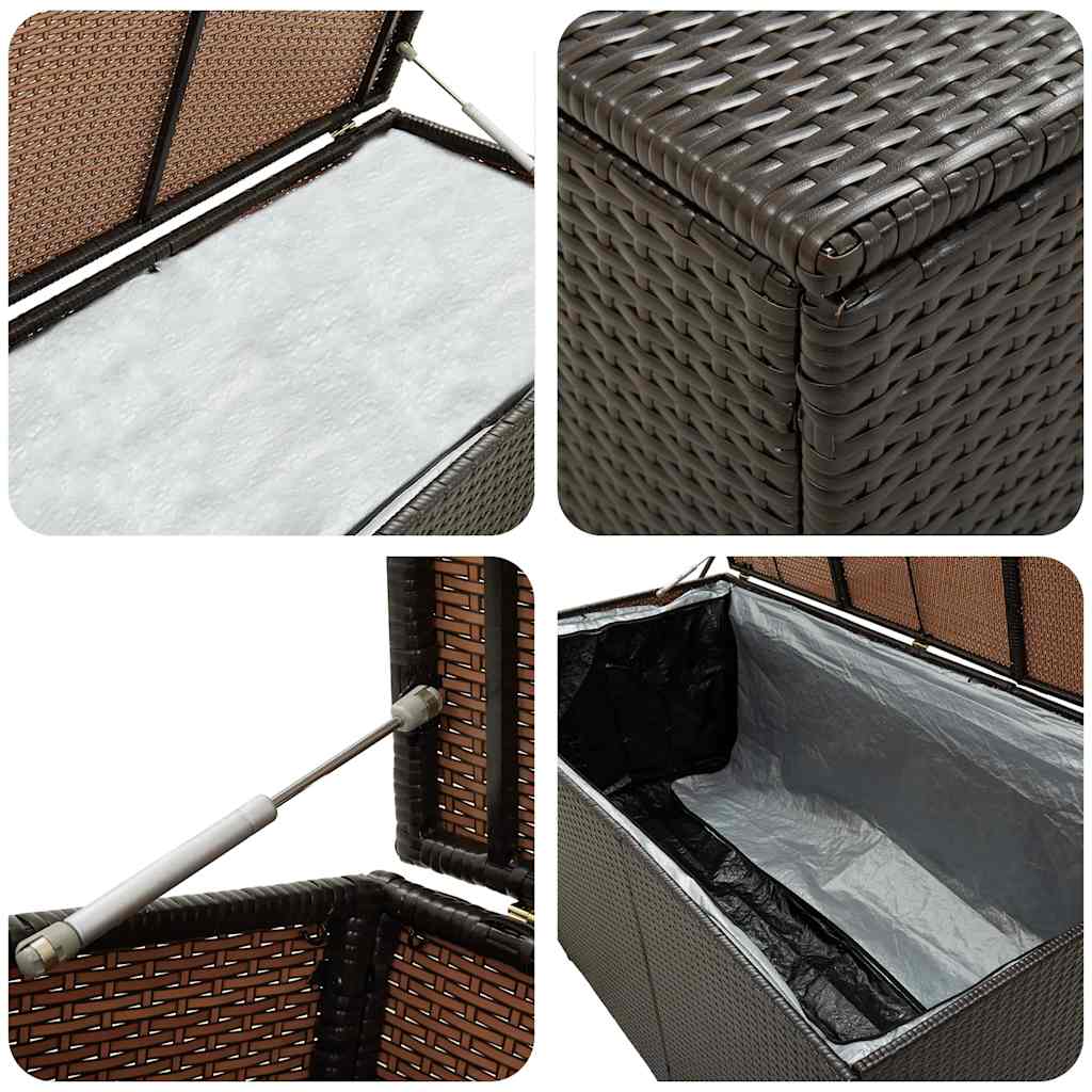 opbevaringskasse til haven 180x90x70 cm polyrattan brun