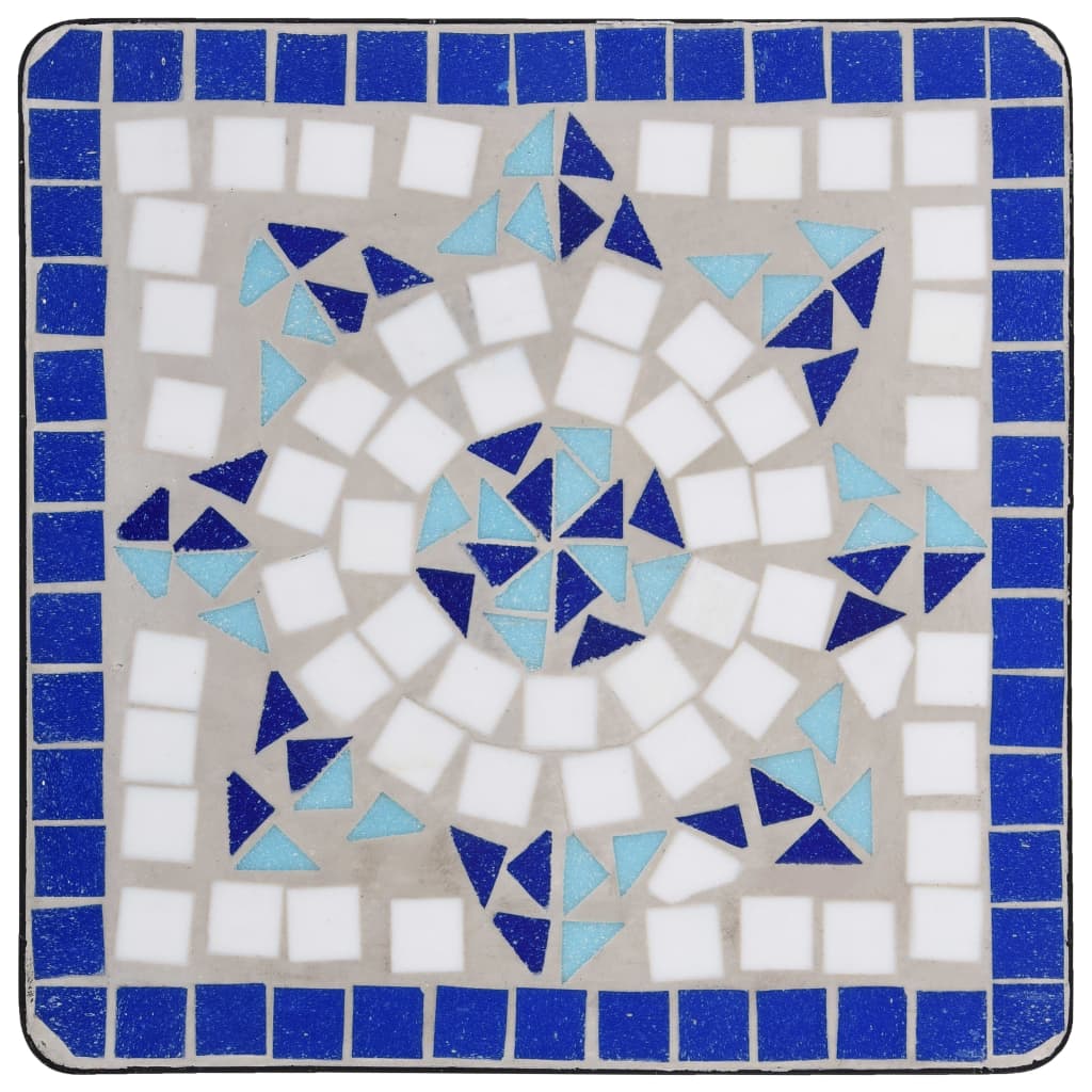 mosaikbord keramik blå og hvid