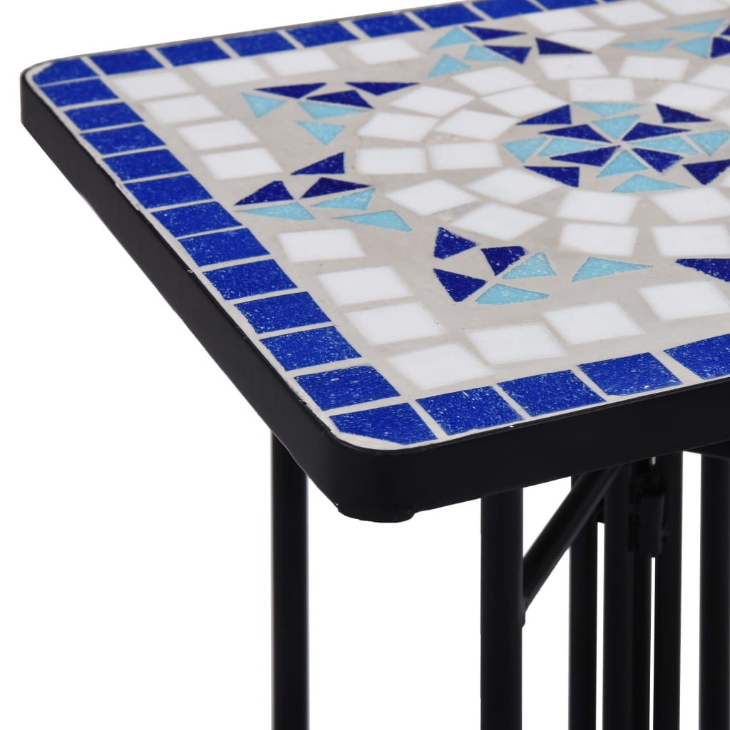 mosaikbord keramik blå og hvid