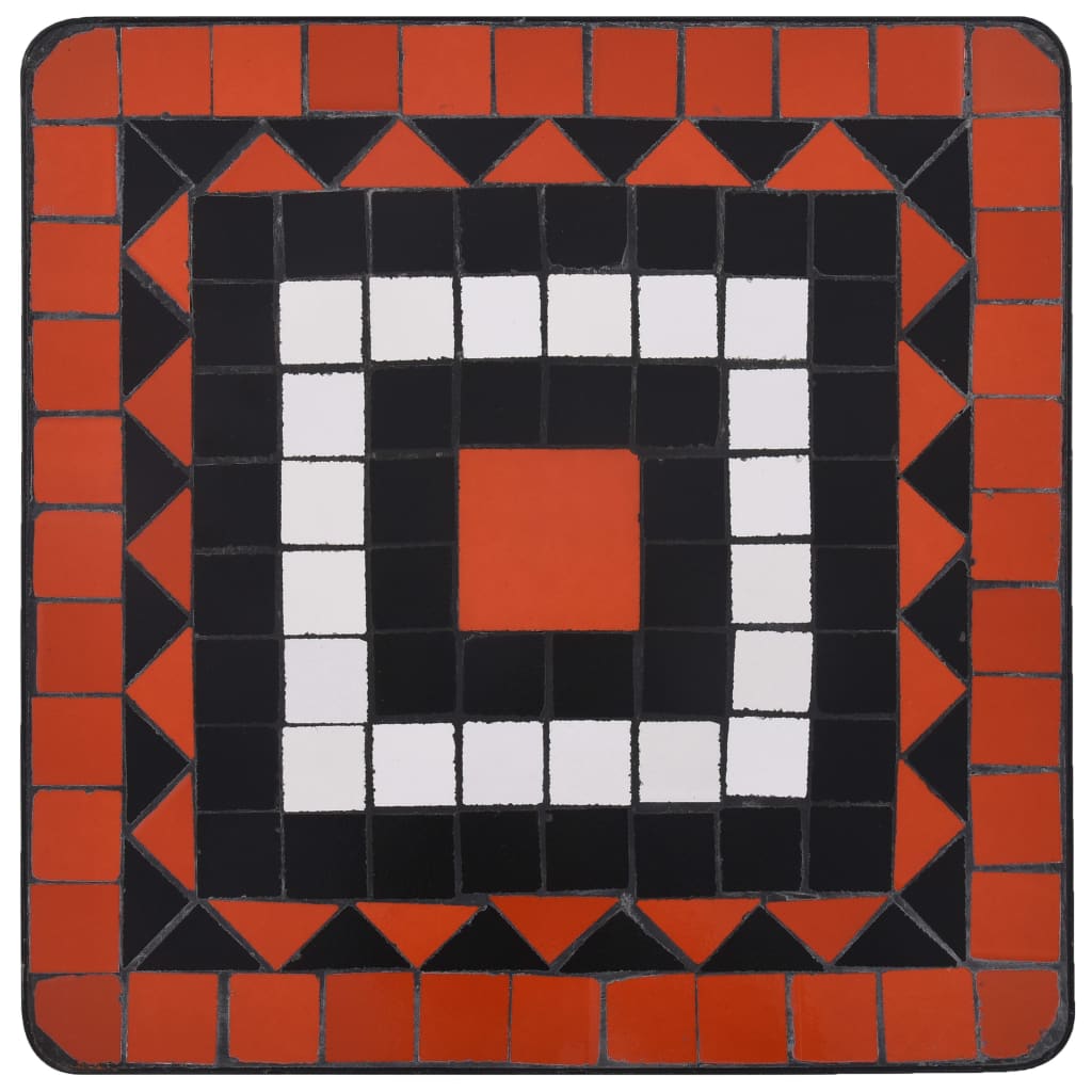 mosaikbord keramik terracottafarvet og hvid