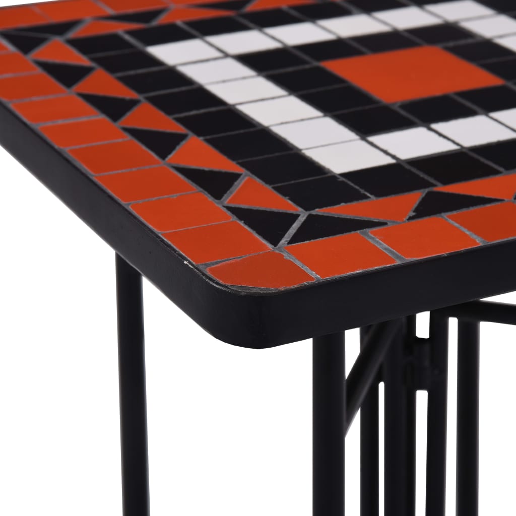 mosaikbord keramik terracottafarvet og hvid