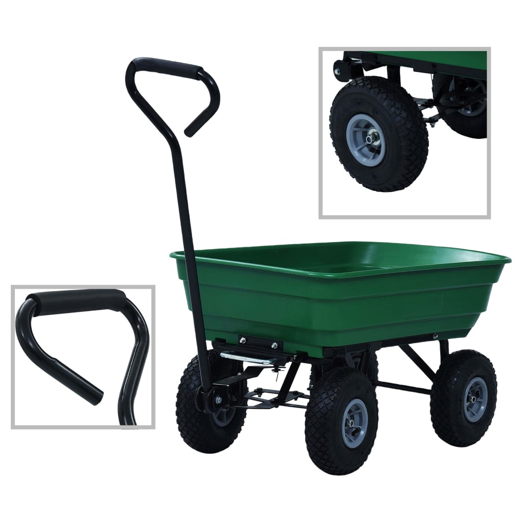 vippelig havevogn 300 kg 75 l grøn