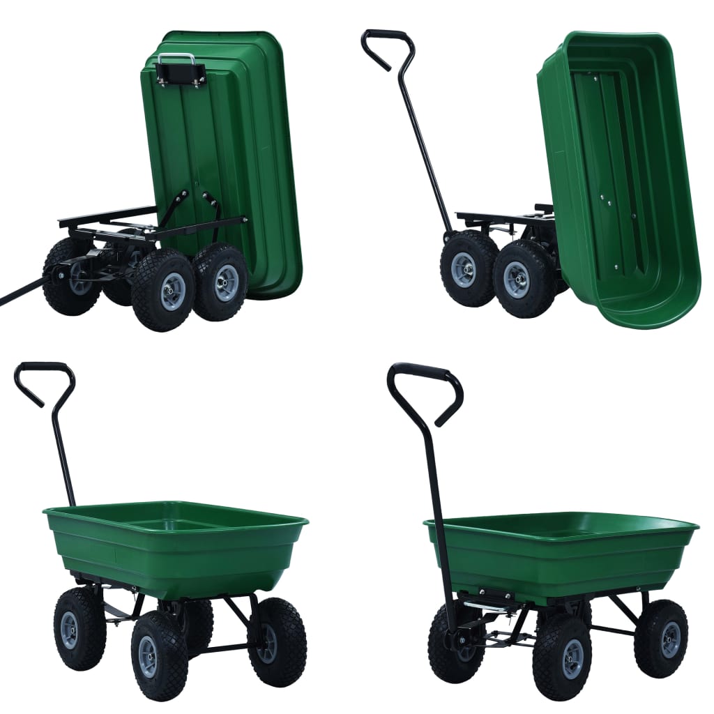 vippelig havevogn 300 kg 75 l grøn