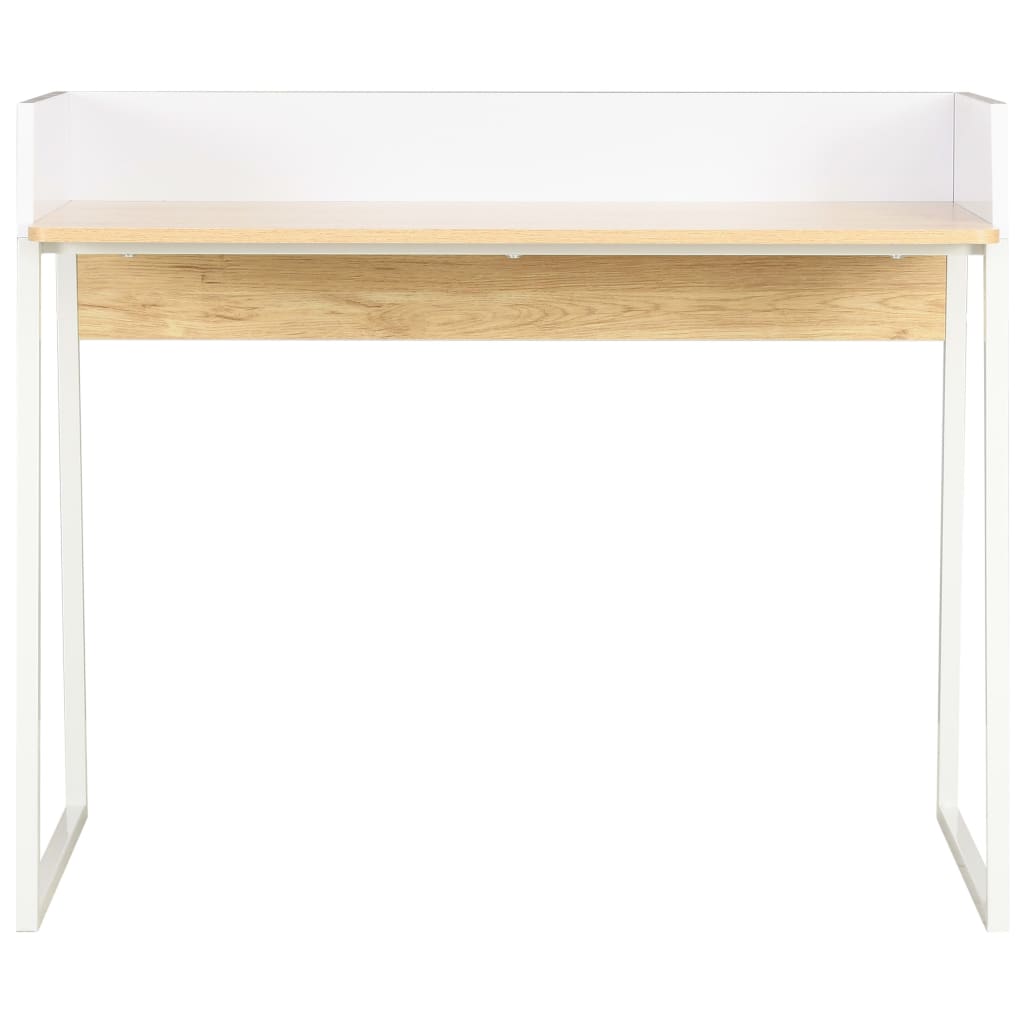 skrivebord 90x60x88 cm hvid og egetræsfarvet