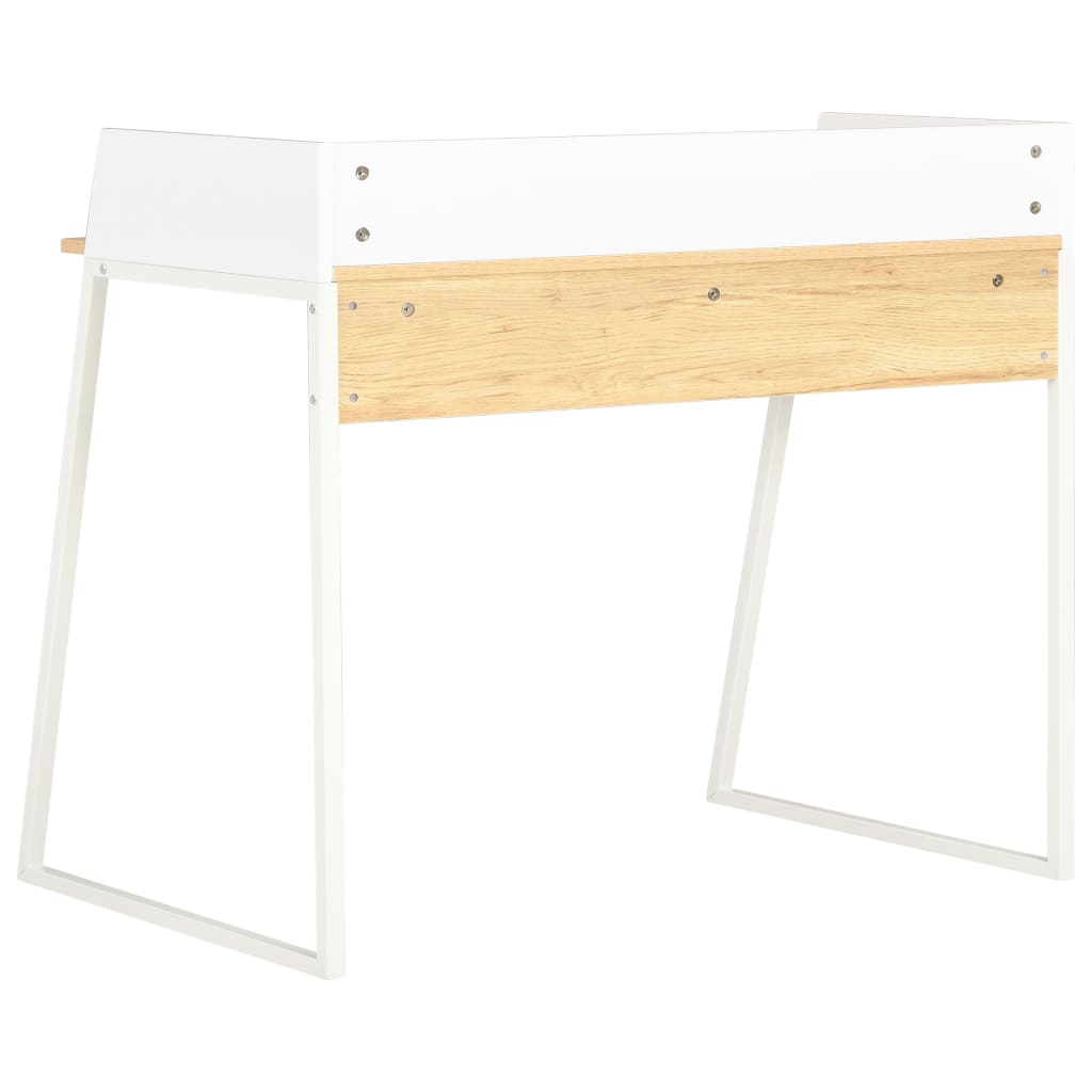 skrivebord 90x60x88 cm hvid og egetræsfarvet