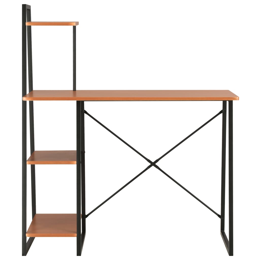 skrivebord med reol 102x50x117 cm sort og brun
