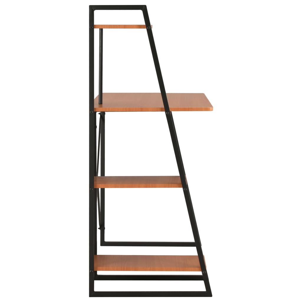 skrivebord med reol 102x50x117 cm sort og brun