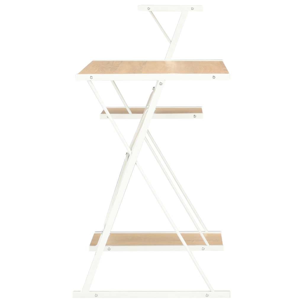 skrivebord med hylde 116x50x93 cm hvid og egetræsfarve