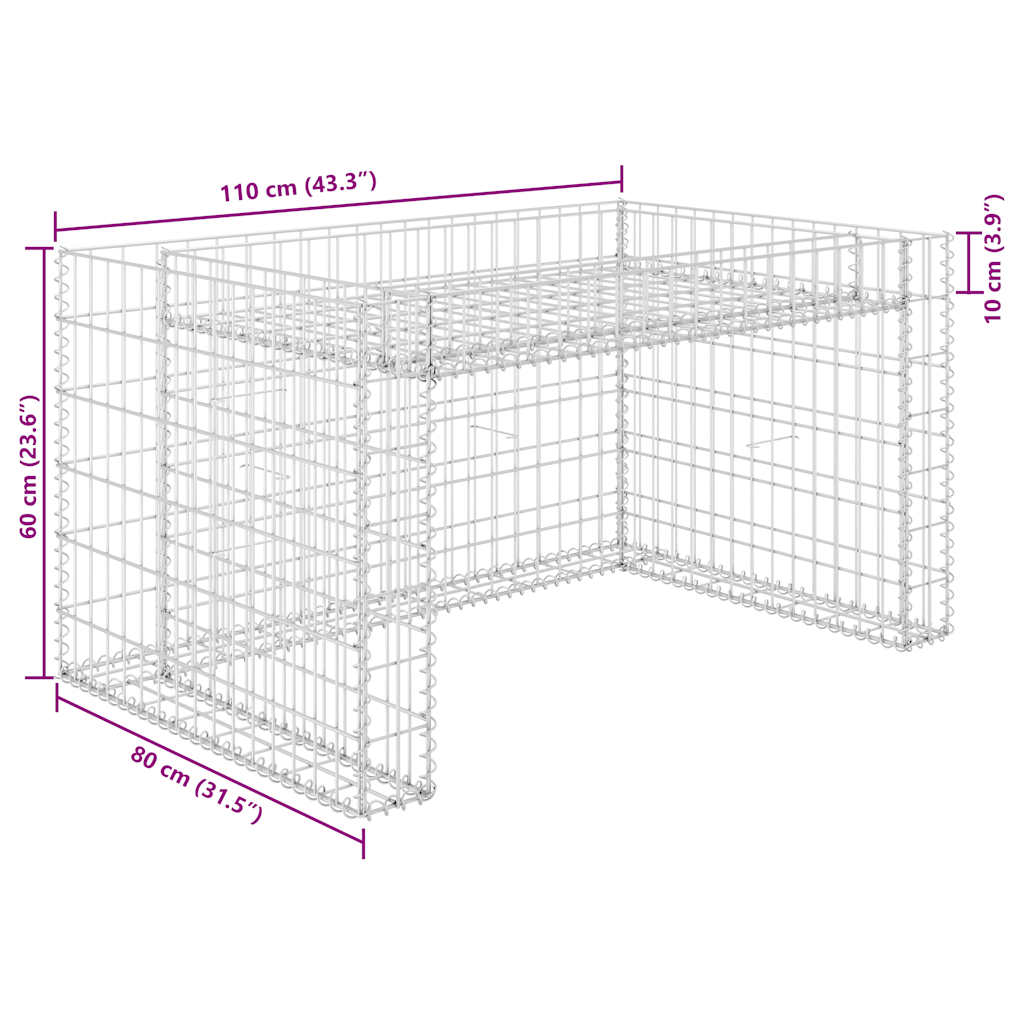 garage til plæneklipper med plantekasse stålwire 110x80x60 cm