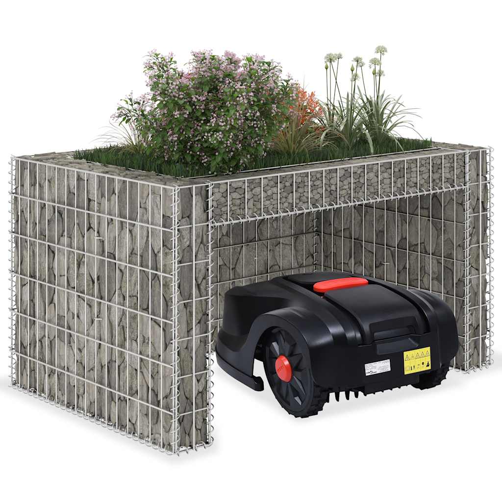 garage til plæneklipper med plantekasse stålwire 110x80x60 cm