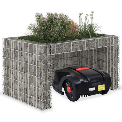 garage til plæneklipper med plantekasse stålwire 110x80x60 cm