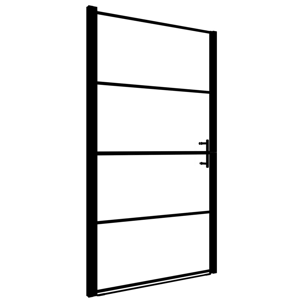 brusedør 81 x 195 cm hærdet glas sort
