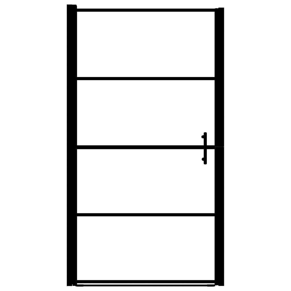 brusedør 81 x 195 cm hærdet glas sort