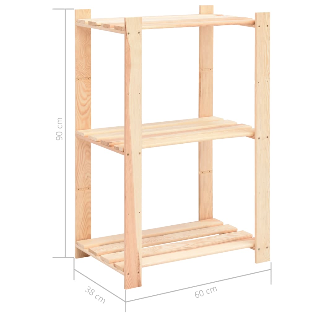 reol i 3 niveauer 60 x 38 x 90 cm massivt fyrretræ 150 kg