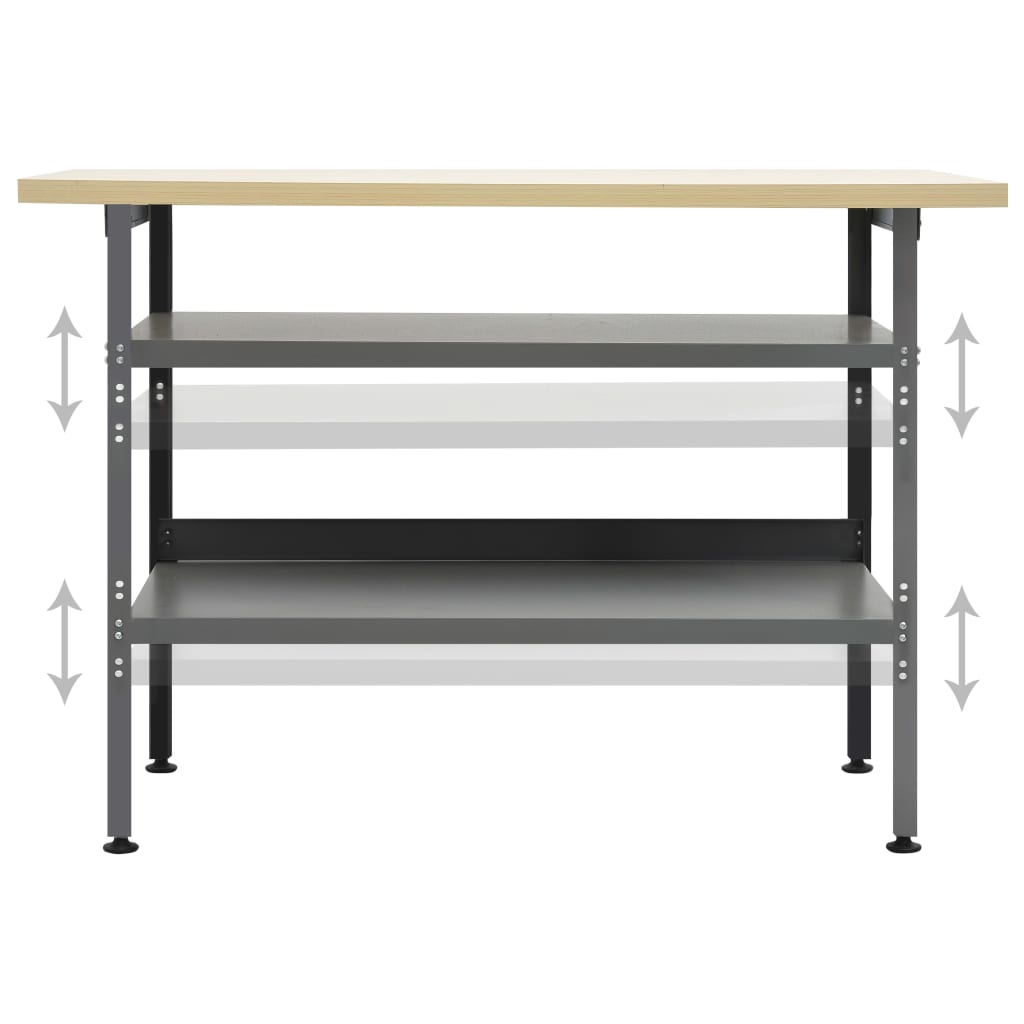 arbejdsbord 120x60x85 cm stål grå