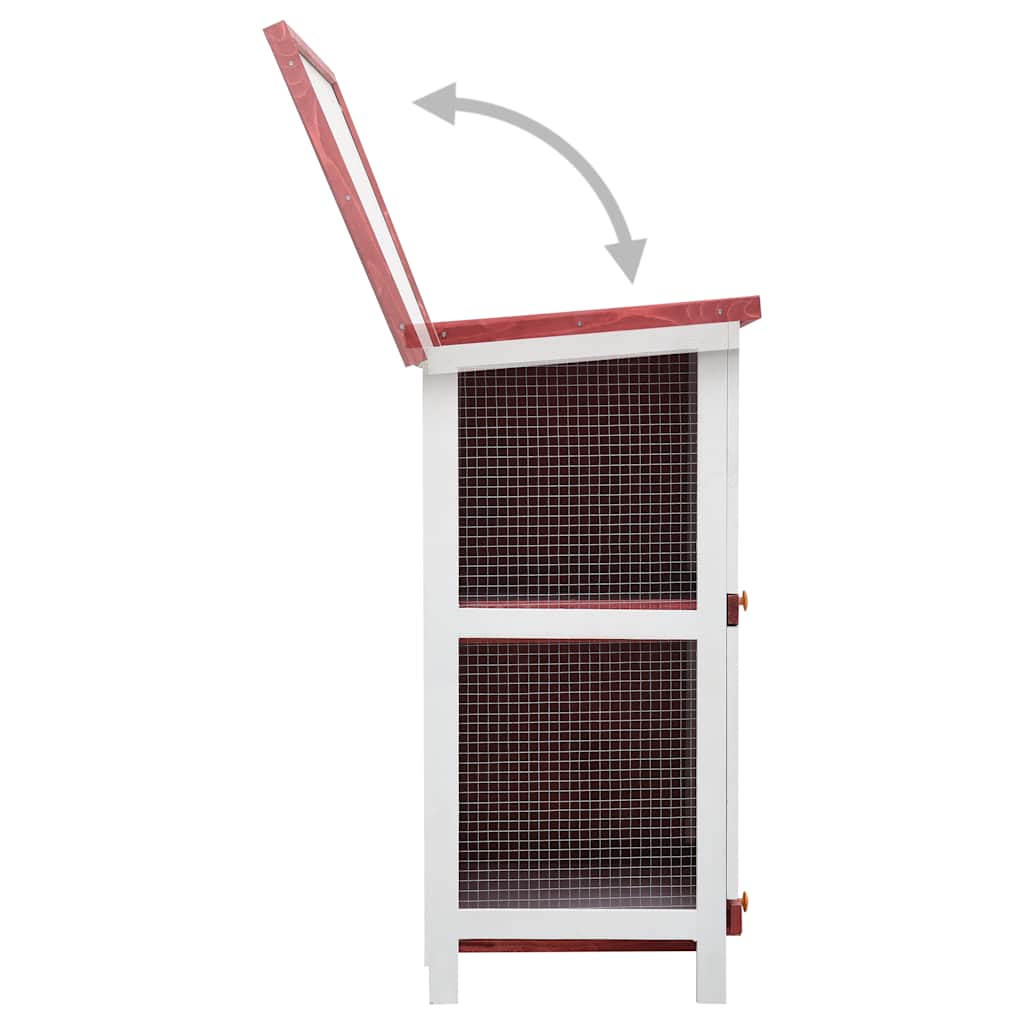 udendørs kaninbur 4 døre træ rød