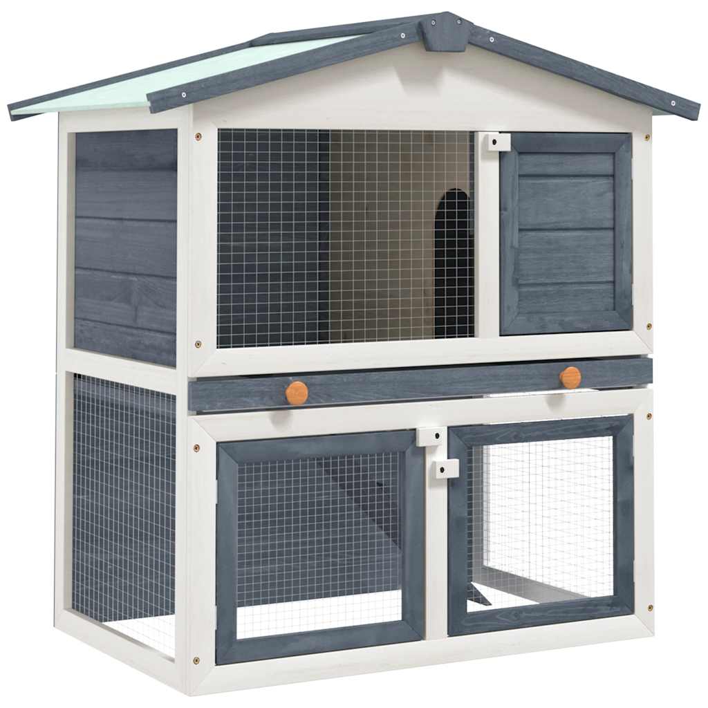 udendørs kaninbur 3 døre træ grå