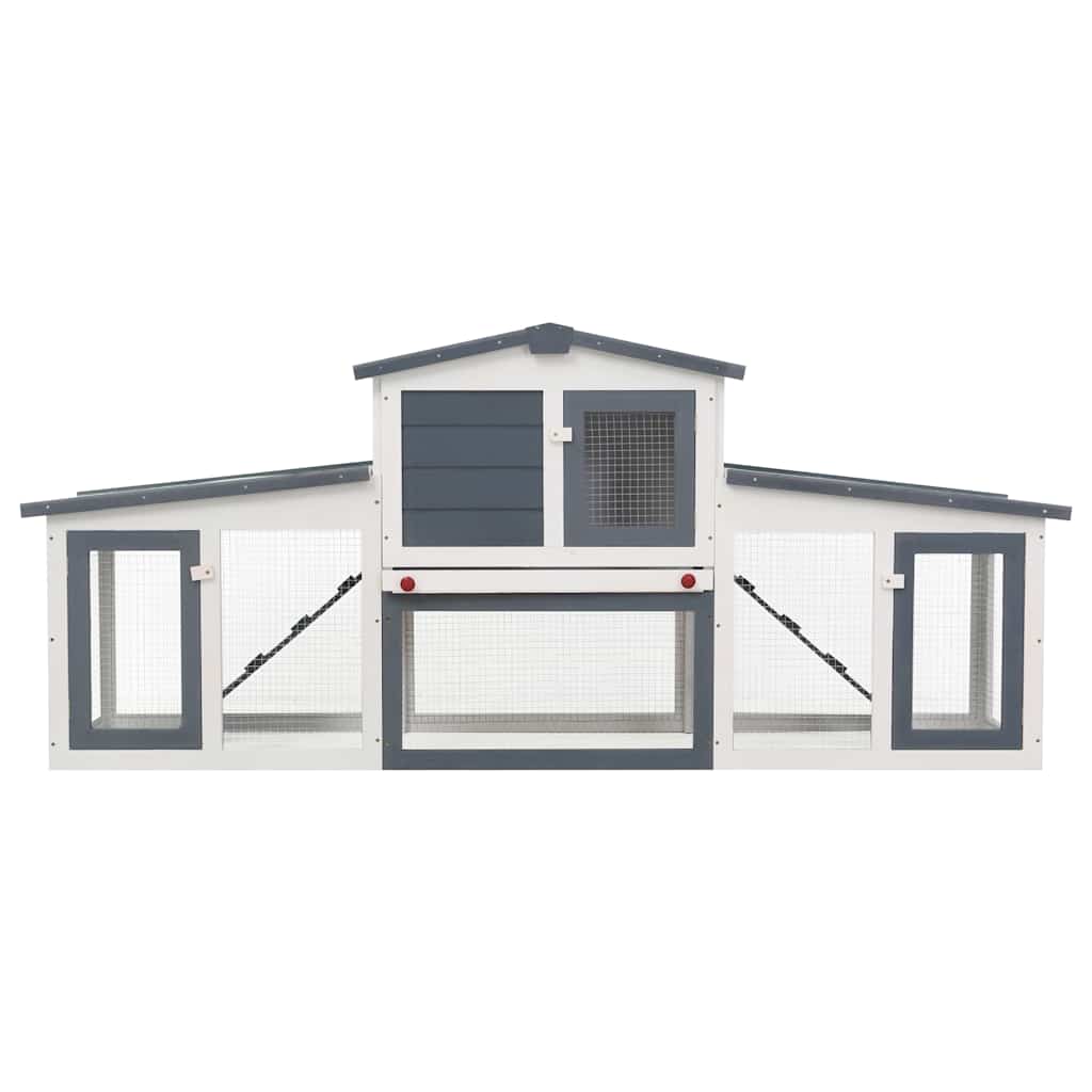 stort udendørsbur til kæledyr 201x45x85 cm træ grå hvid