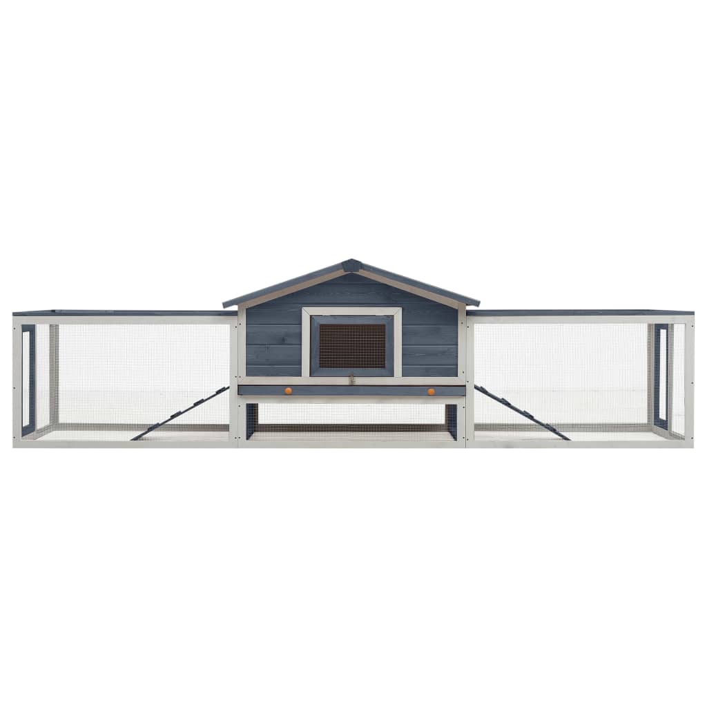 kaninbur 310x70x87 cm massivt fyrre- og grantræ grå
