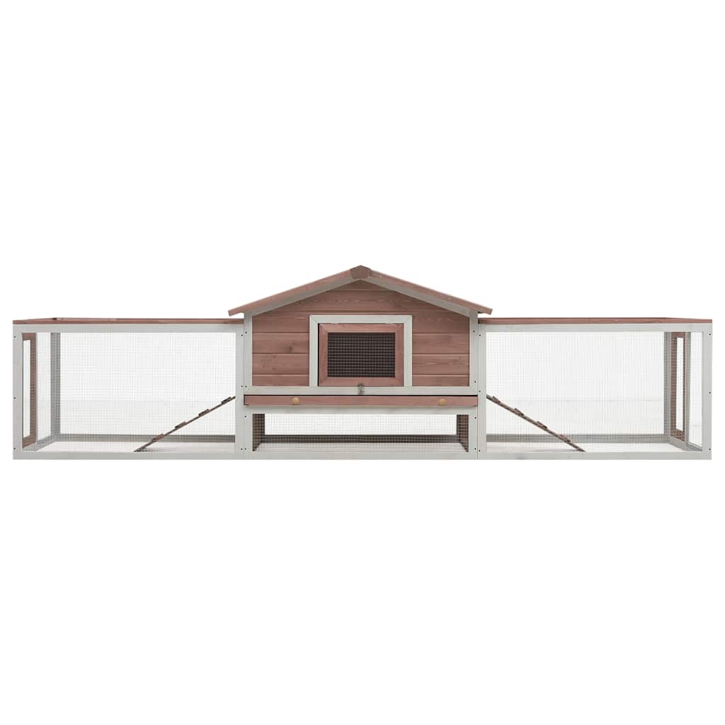 kaninbur 310x70x87 cm massivt fyrre- og grantræ mokkafarvet