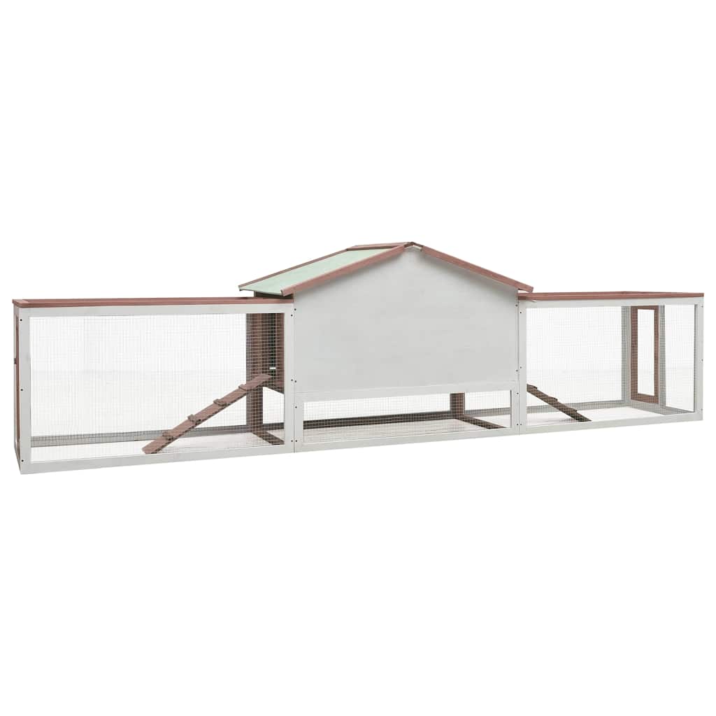 kaninbur 310x70x87 cm massivt fyrre- og grantræ mokkafarvet