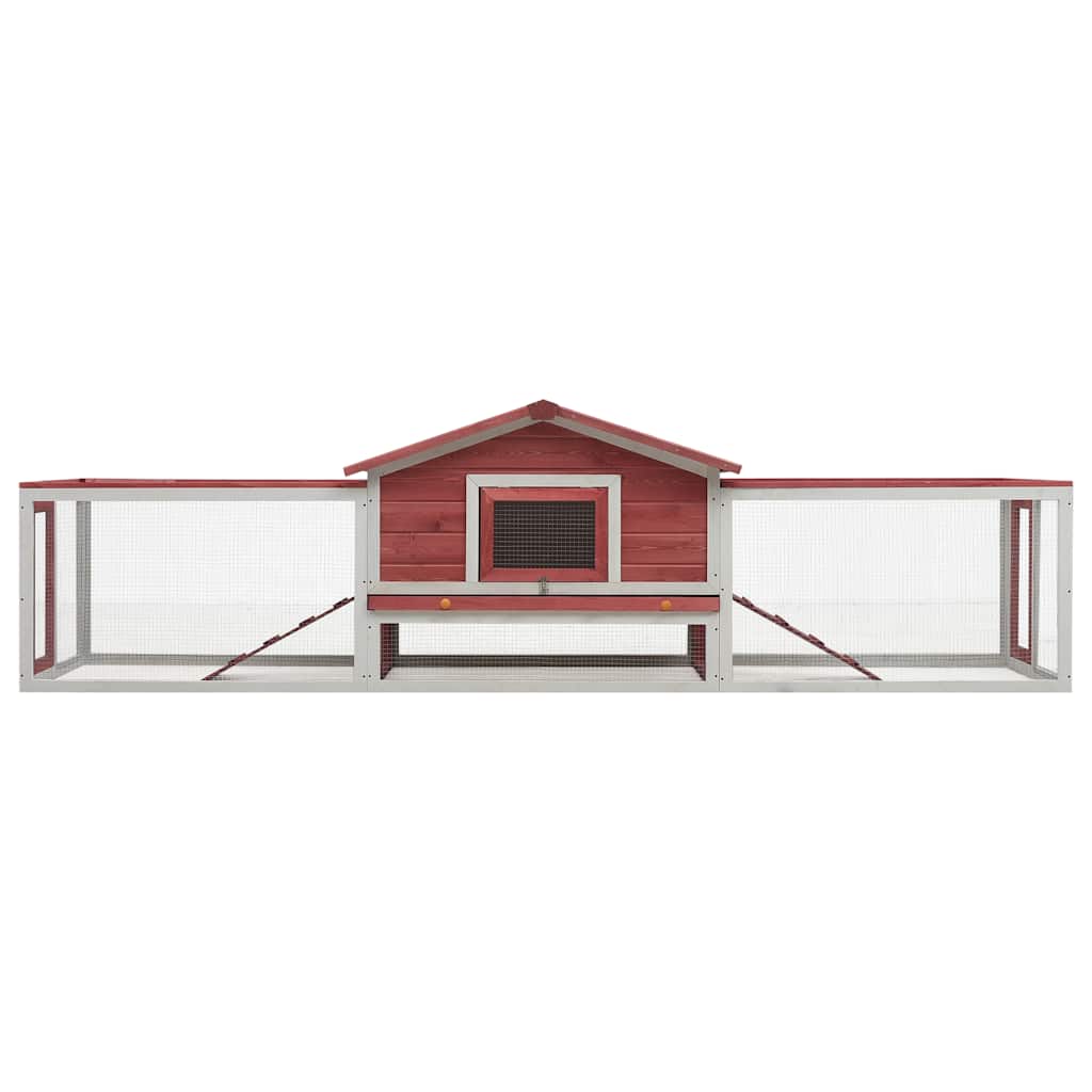 kaninbur 310x70x87 cm massivt fyrretræ og grantræ rød